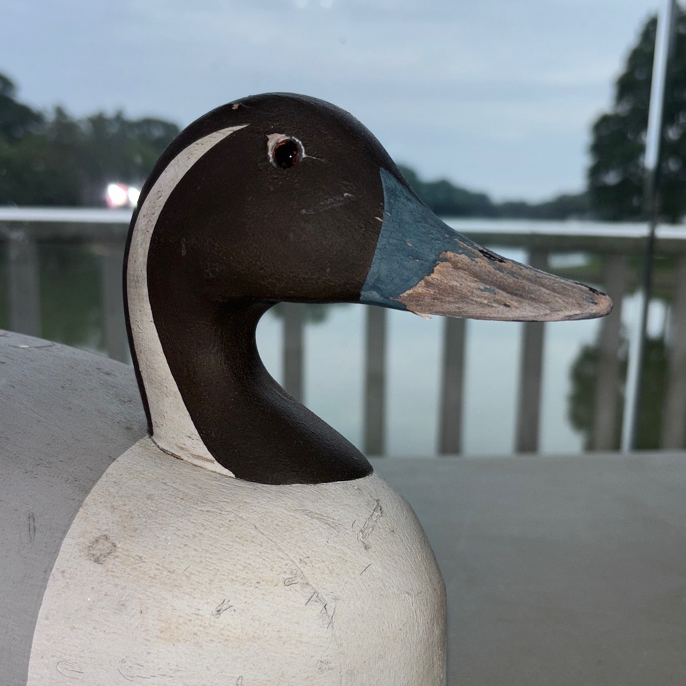Vintage Hand Carved Hand painted Wooden Duck Decoy - Black/White/Grey/Blue - Picture 2 of 13